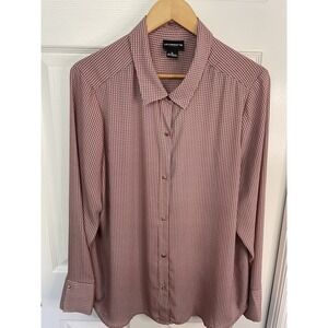 Liz Claiborne Career | Red Geometric Career Wear Button Down Blouse XL‎